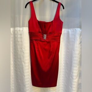 Calvin Klein Red Dress with Rhinestone Front Size 6